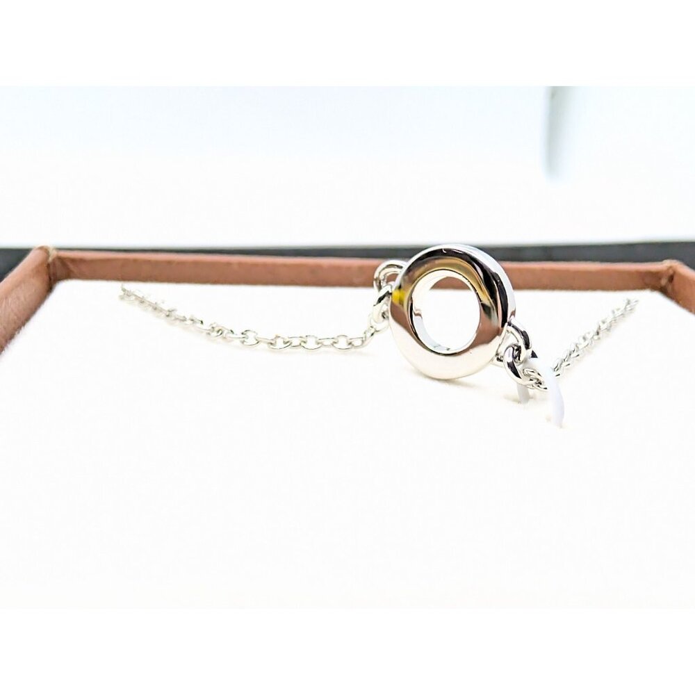 COACH Signature Circle Logo rhinestone Silver Necklace Open Damaged Box - Picture 9 of 12